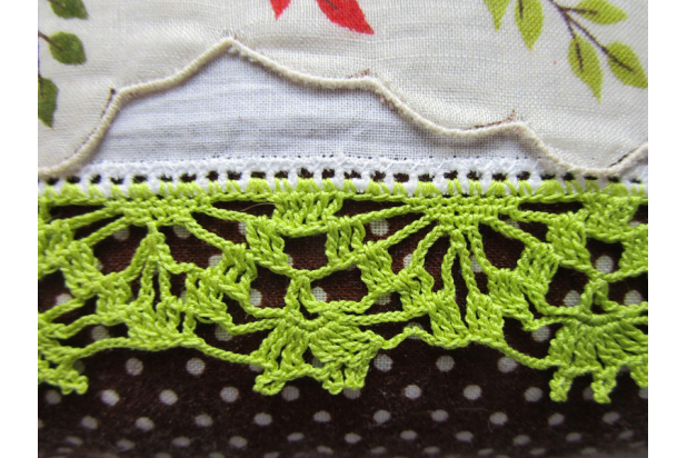 closeup of crochet trim