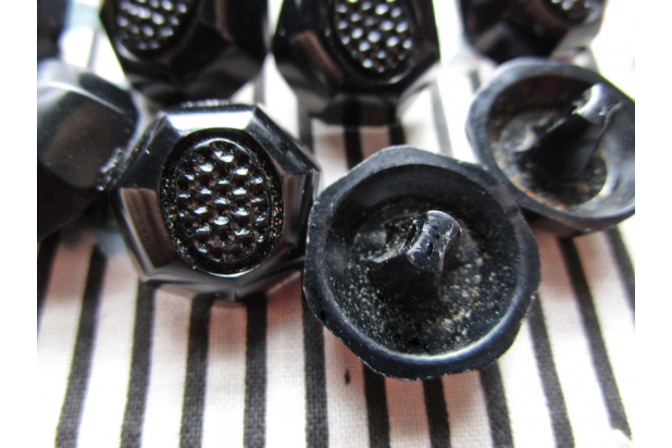 Lot De 3 Boutons Plastique Noir N29 Diamètre 28 Mm - Vintage Années 60 - Très Bon état