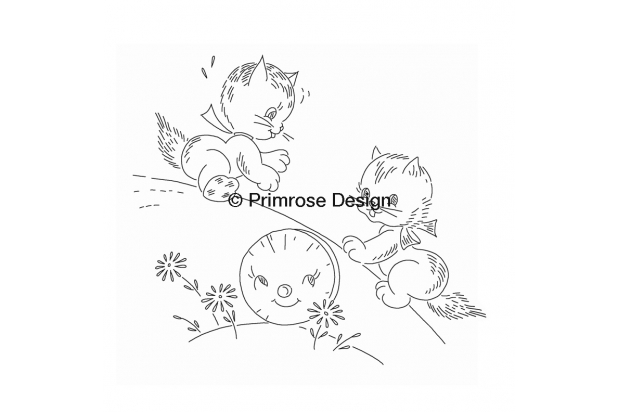 two cats on seesaw